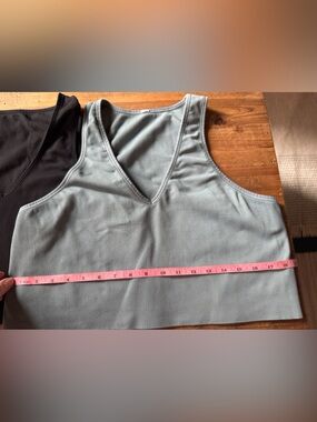 Athleta Sage Green Ribbed V-Neck Sports Bra